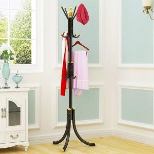 Coat Rack Storage Shelf Metal Coat Stands Standing with  Multi Hooks, For towel clothes caps rack